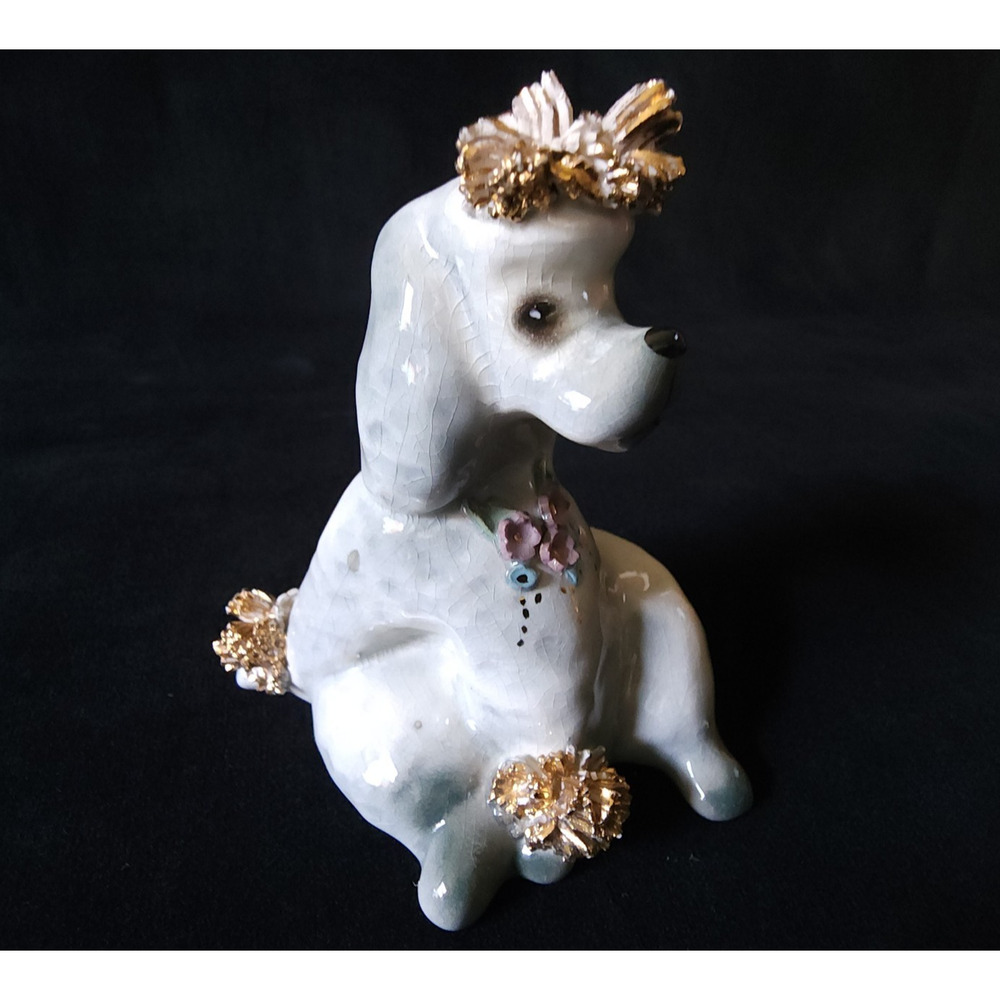 Vintage Josef Originals Poodle Cherie Ceramic Figurine Dog Grey CA Figure